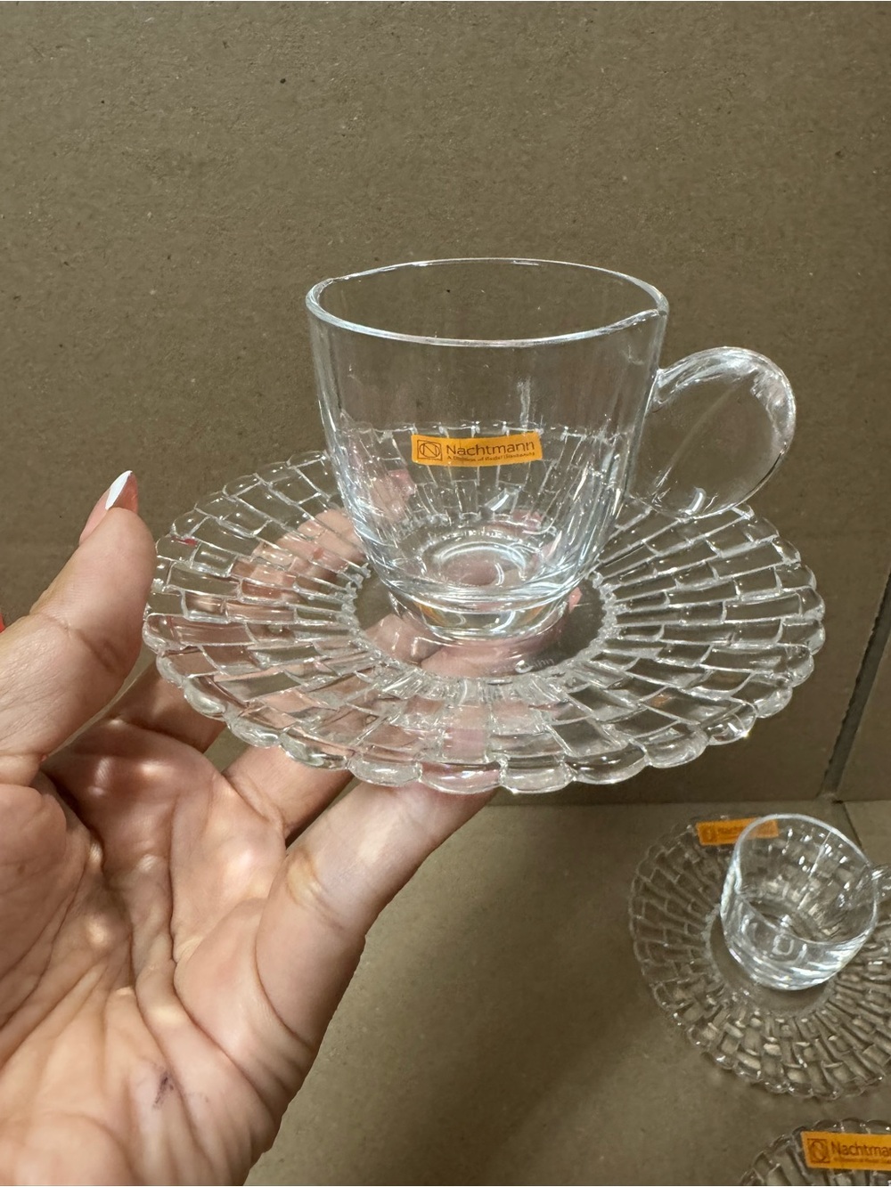 Nachtmann Bossa Nova Crystal Espresso Cups And Saucers Set Of 4